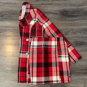 Plaid 2 pc Skirt/Jacket set, Red, Sm, FashionNova